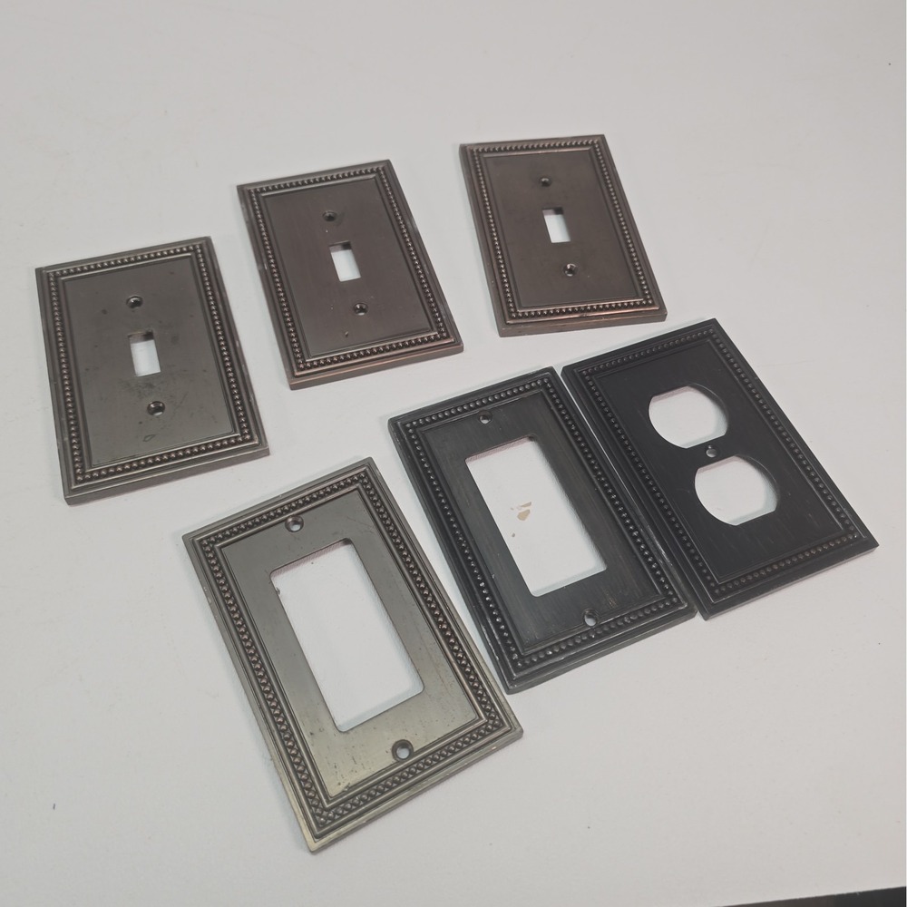 6 2005 LHMC Liberty Hardware Metal Beaded Wall Plate Covers Dark Aged Bronze